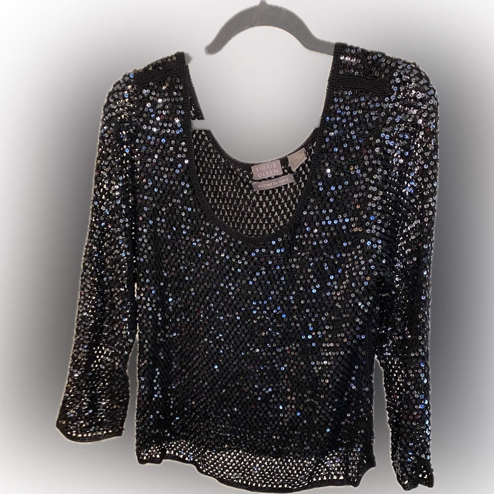 Sigrid Olson black sequined top